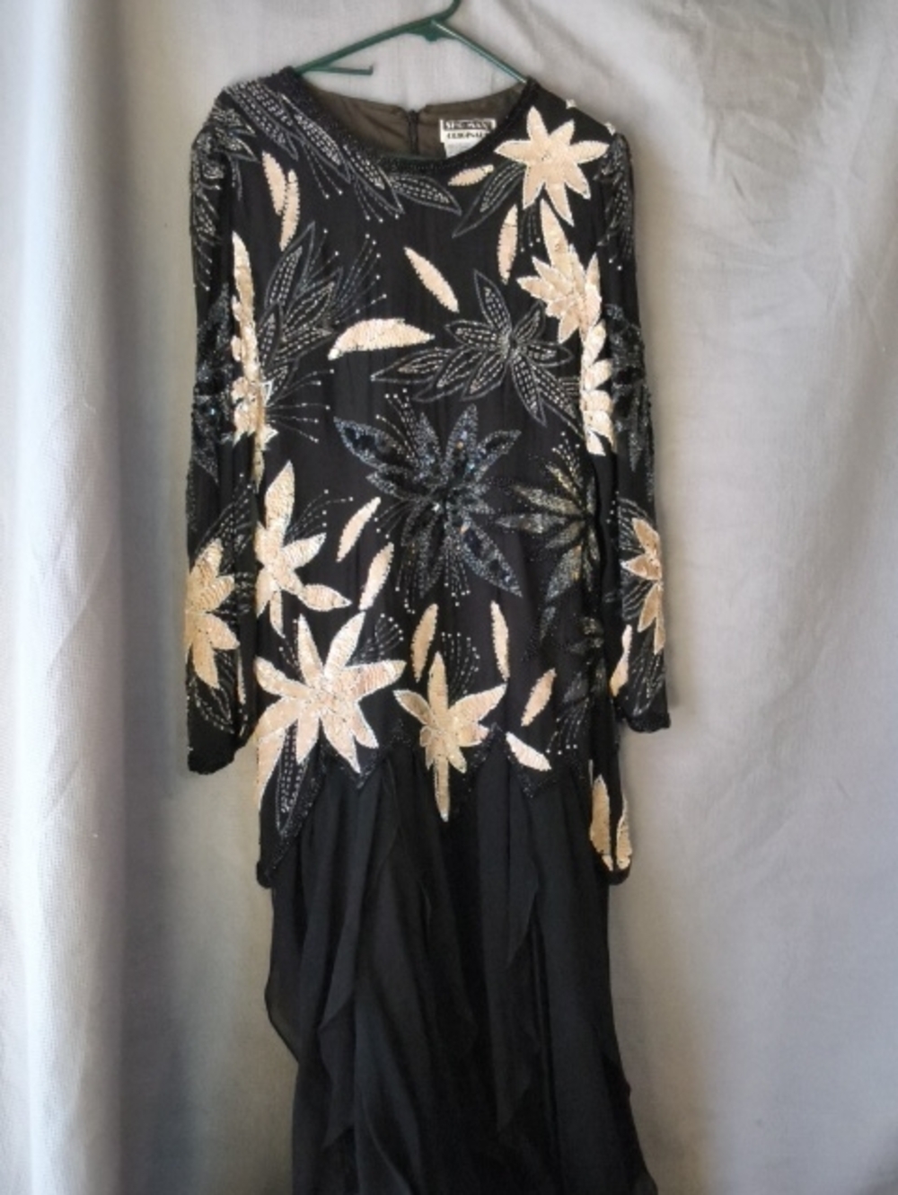 Vintage Sho Max Original,Black Floral Sequin/Beaded Heavily Embellished Bodice